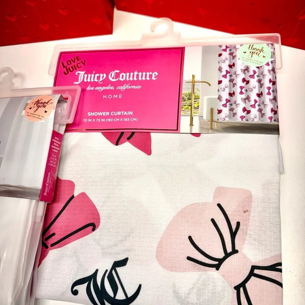 Juicy Couture Shower Curtain and Shower Liner Set NWT